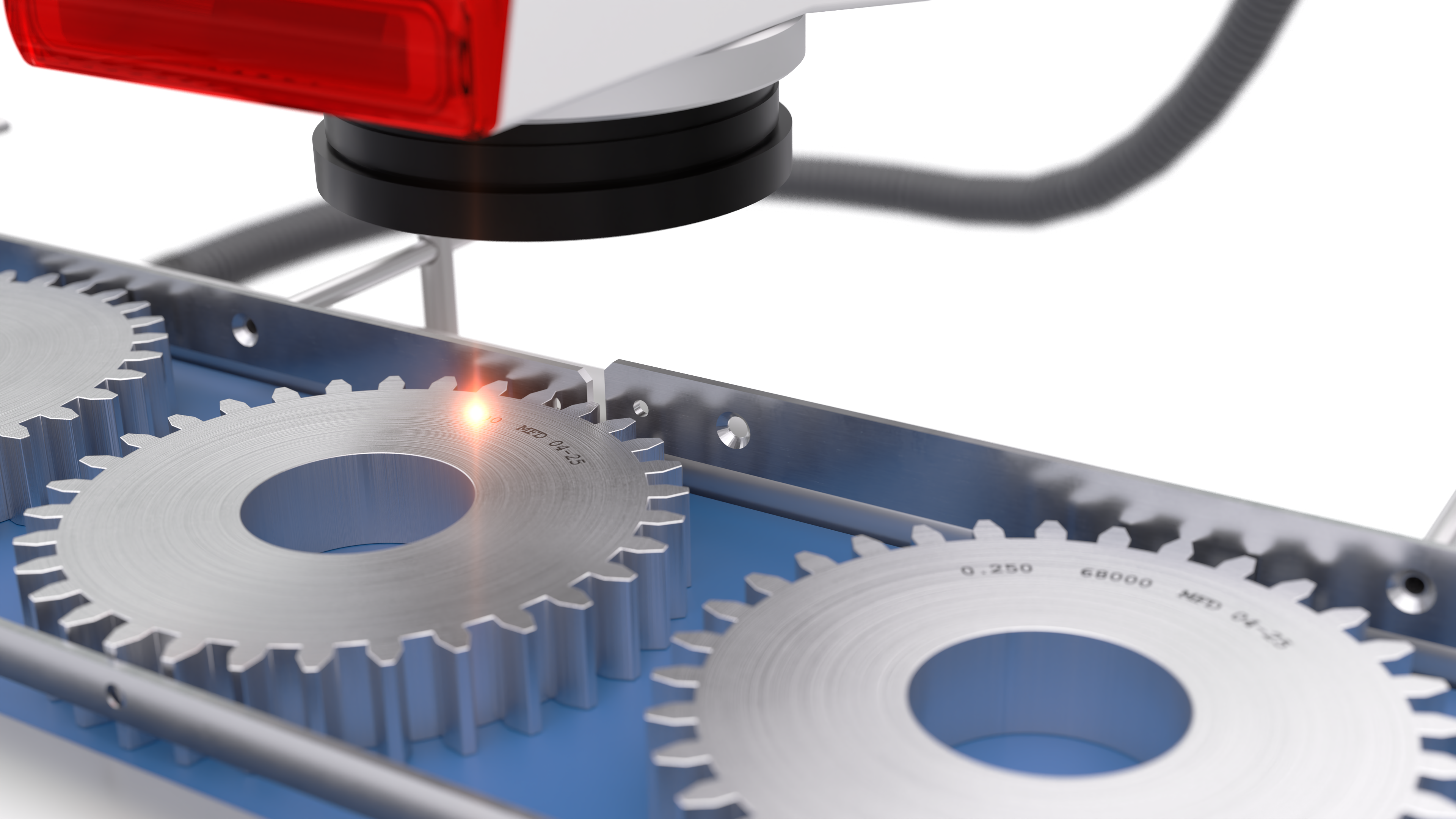 Fiber laser marking metal parts