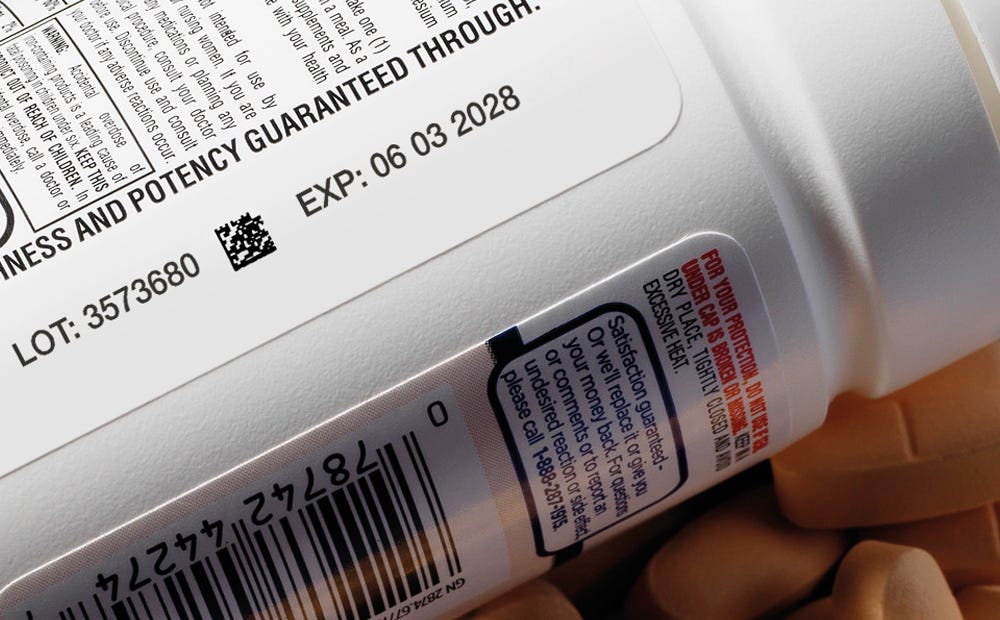 Videojet 6330/6530 TTO print of lot and expiry date on pharma bottle label