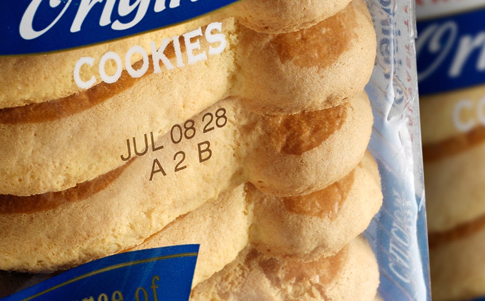 Thermal transfer overprinter (TTO) date code on flexible bakery packaging film