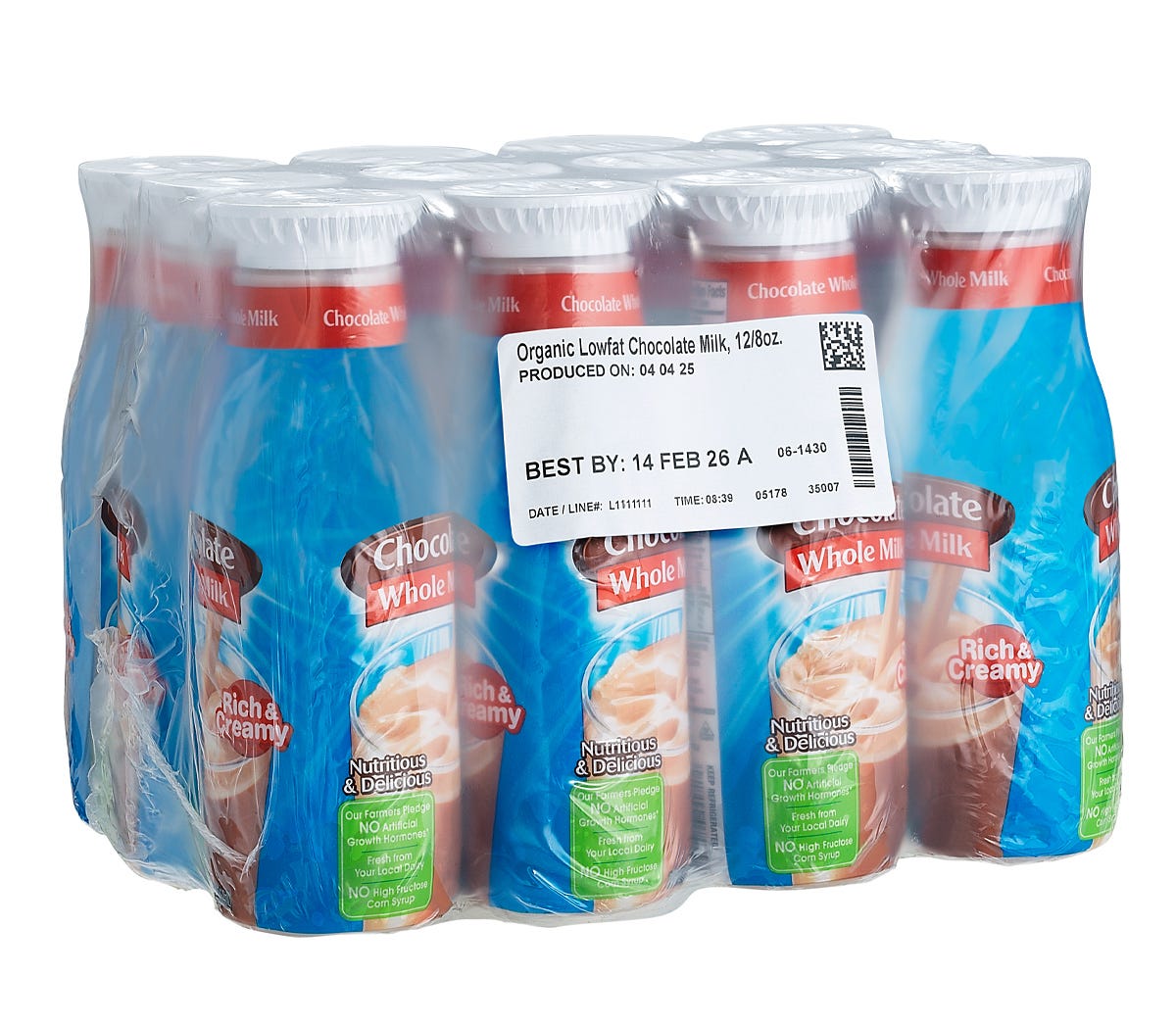 Illustration of plastic bottles with a wrap around label.