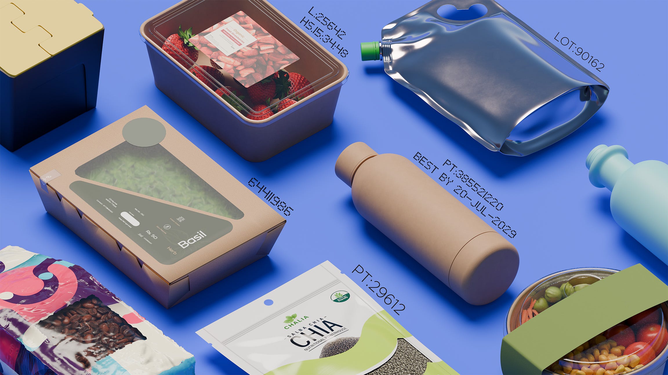 Various paper-based, flexible, and recyclable packaging formats