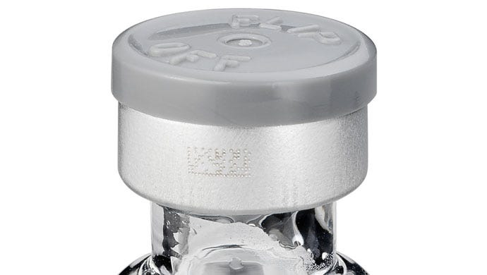 laser printing on metal vial cap