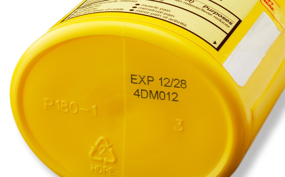 Videojet 8520 TIJ printing expiration date on HDPE pharmaceutical bottle