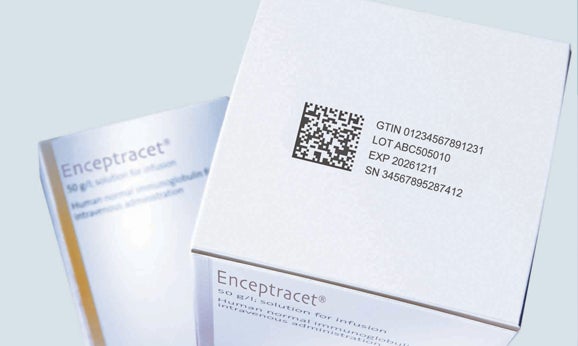 Datamatrix y fecha en envase farmacéutico