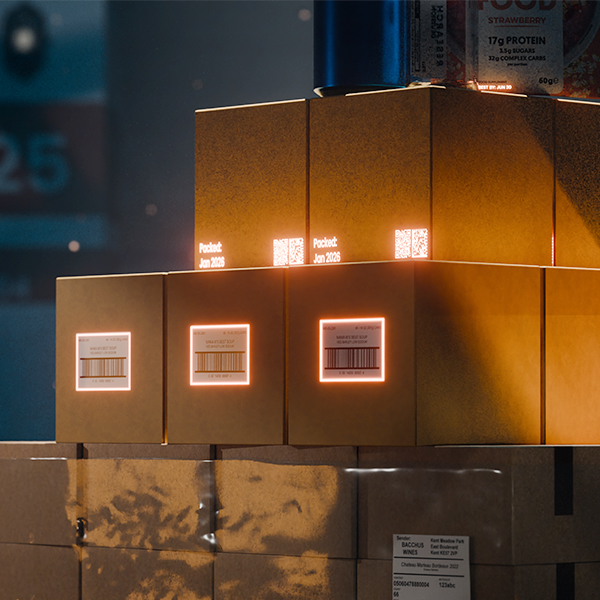 Industrial labeling and case coding applied to corrugated cartons for logistics accuracy and warehouse efficiency