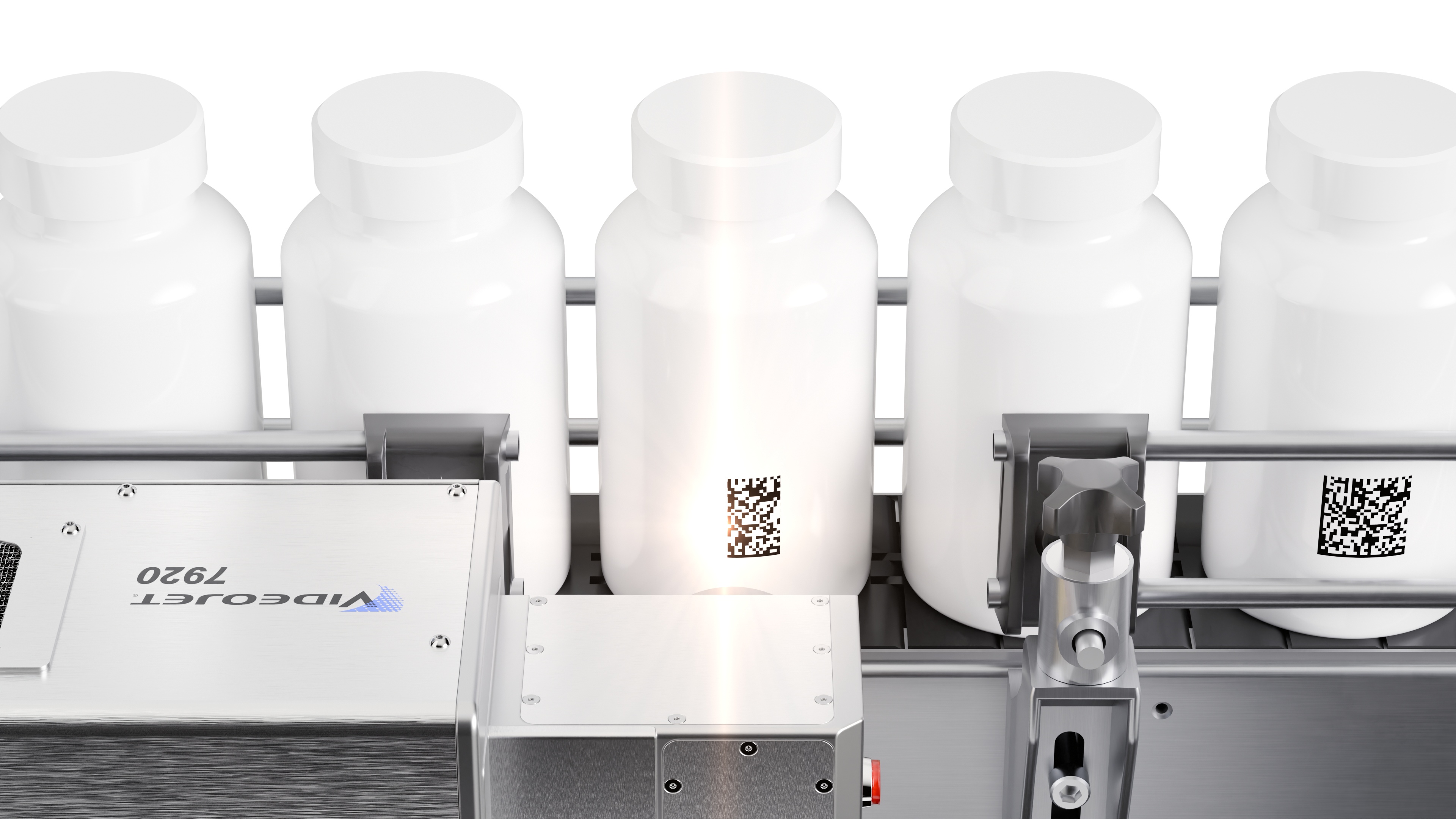 UV laser marking 2D codes on HDPE bottles