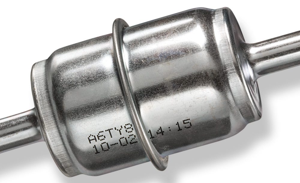 Automotive part with a CIJ code