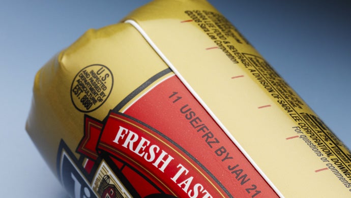 Substrate flexible films plastic chub pack with lot code and expiration date.