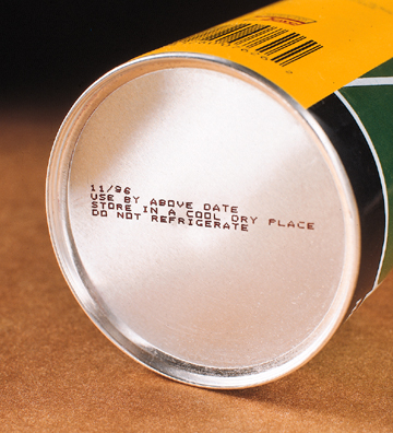 Date product coding on aluminum can