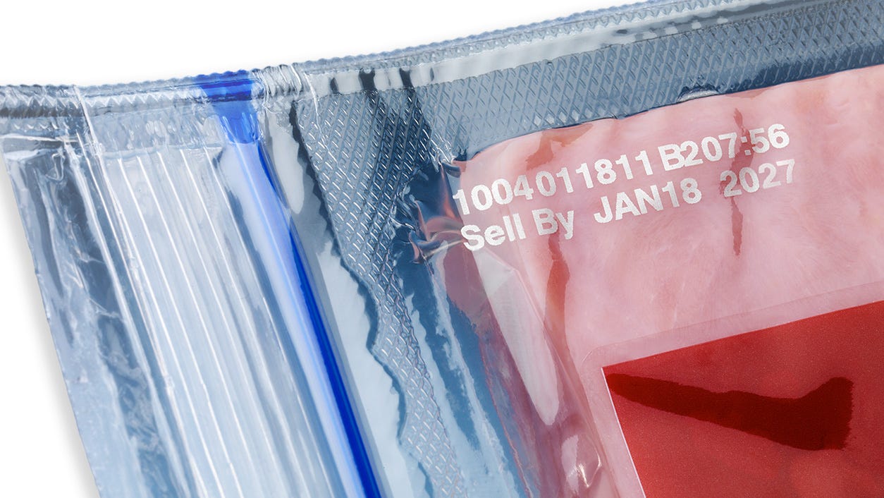 Videojet 6330/6530 TTO printer marking sell-by date on flexible food packaging