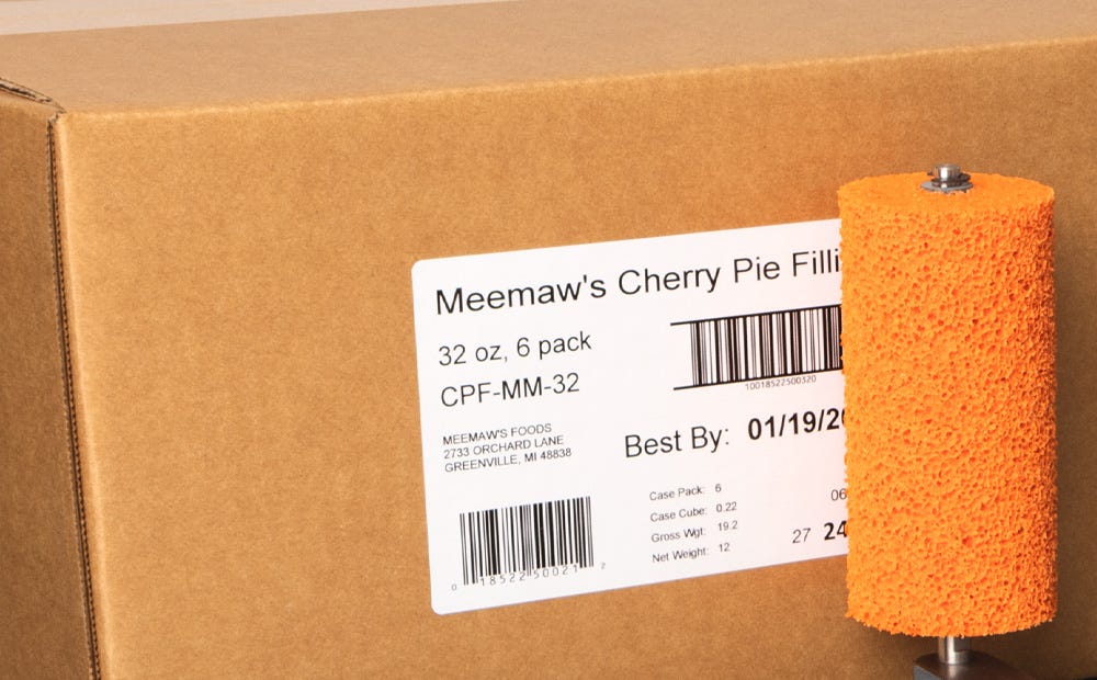 Videojet 9560 Label print-and-apply on brown corrugate case