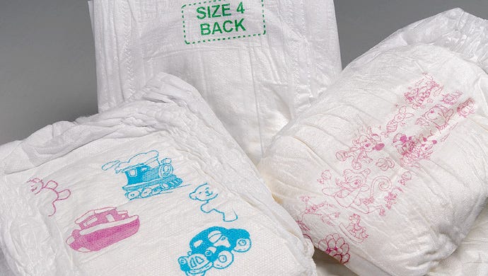 décoration industrielle sur couches bébés en couleur