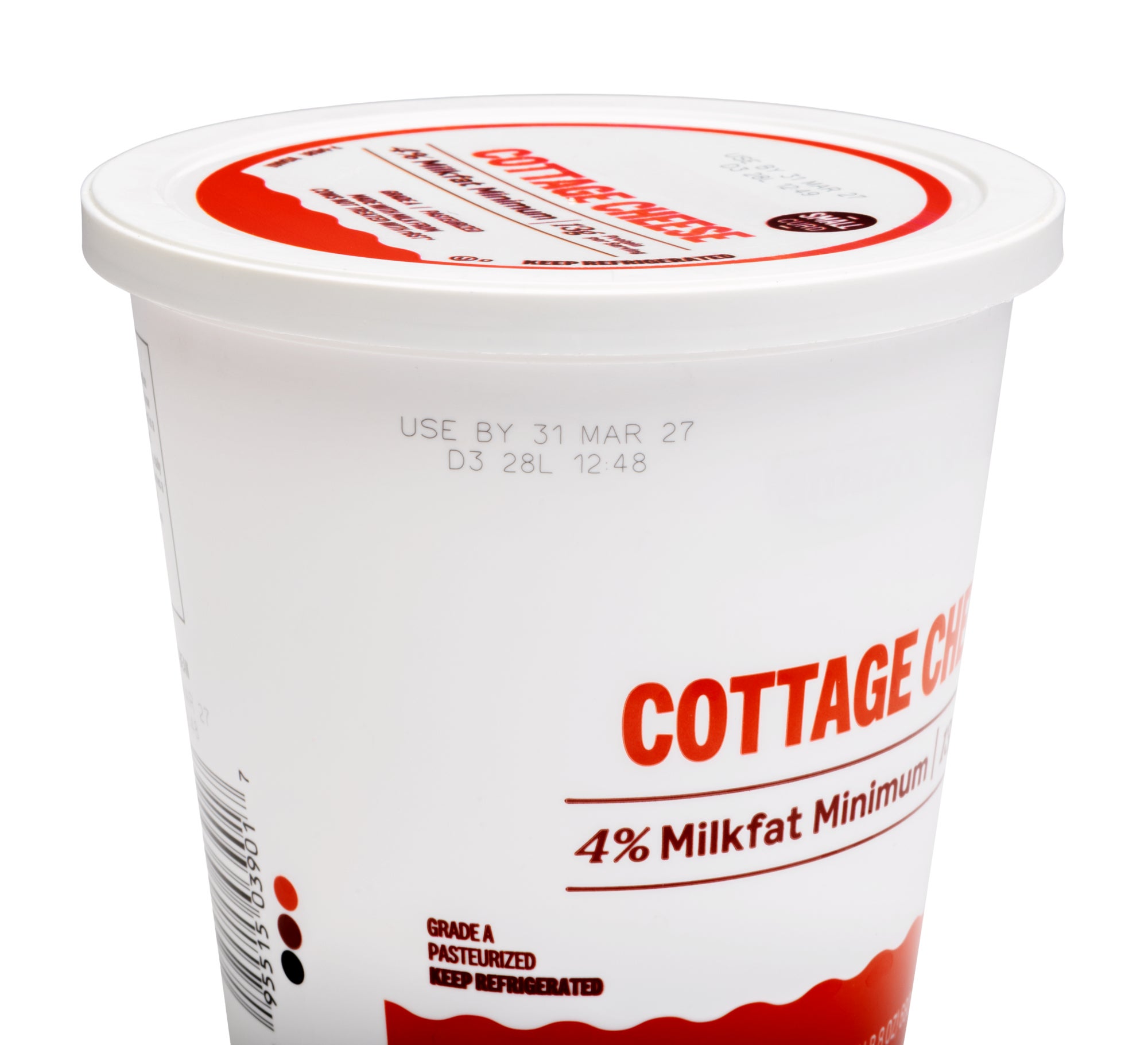 UV laser date code marked on hard plastic dairy container