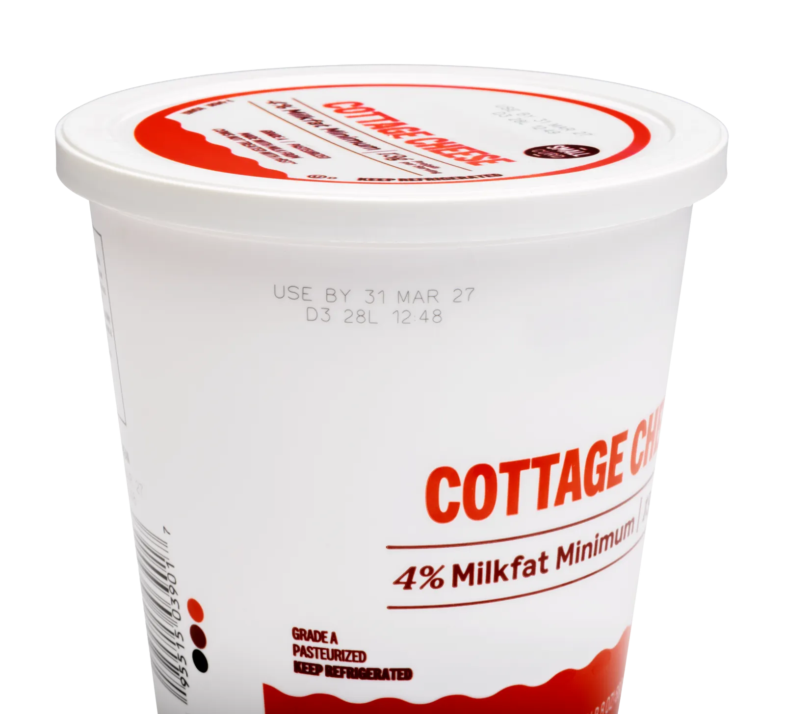 UV laser date code marked on hard plastic dairy container